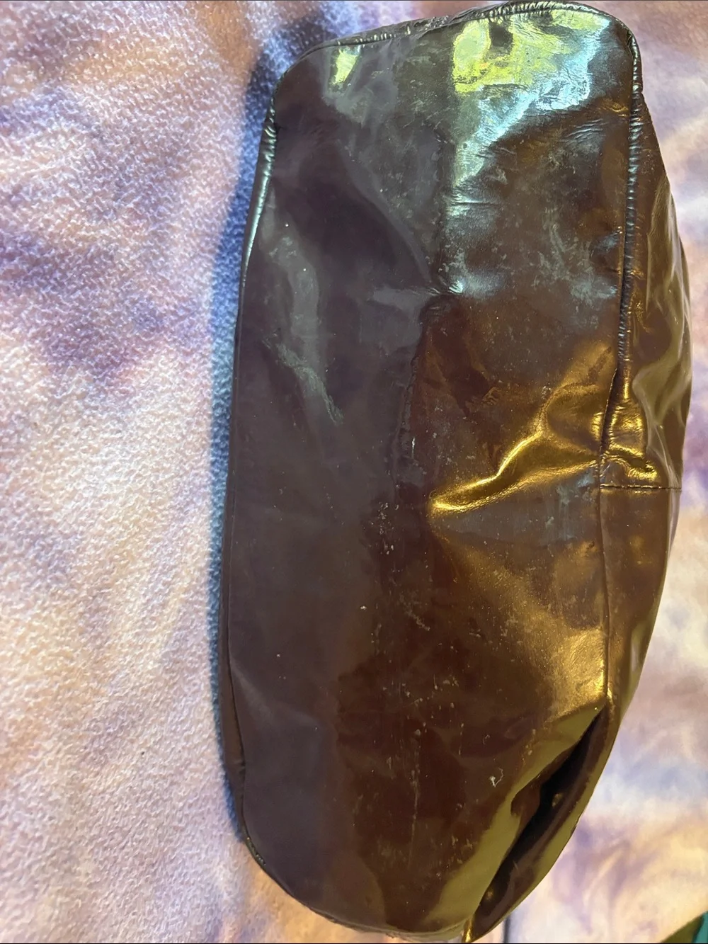 COACH Patent Leather Shoulder Bag in Dark Burgundy with Gold Hardware